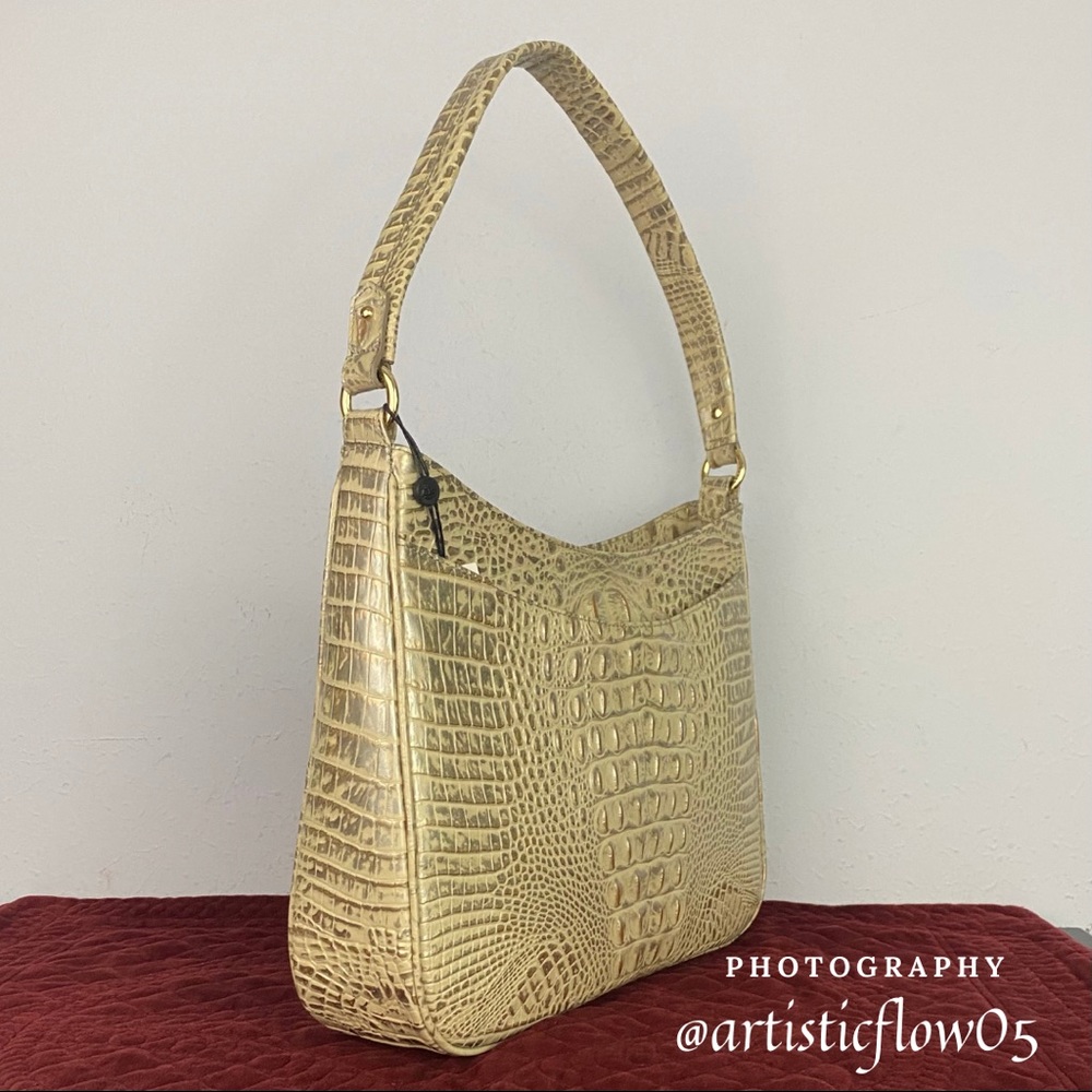 RARE Brahmin Leather Silver Birch Noelle Satchel - Picture 5 of 8
